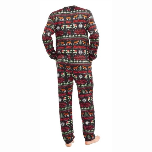 Budweiser men's size XL one piece clydesdales beer holiday Christmas pajamas pjs - Picture 12 of 12